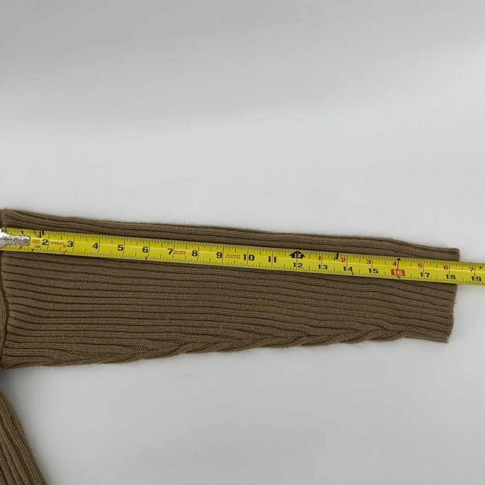Womens Dark Academia Cropped Knit Cottage Core Ribbed Turtleneck Sweater Camel - Picture 6 of 7